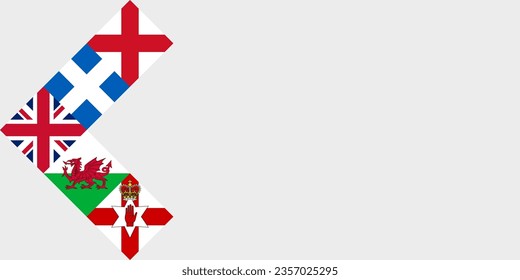 unity concept. england, scotland, united kingdom, wales and northern ireland flags. vector illustration