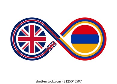 unity concept. english and armenian language translation icon. vector illustration isolated on white background