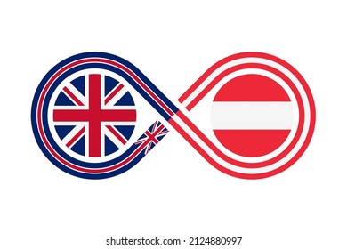 unity concept. english and austrian language translation icon. vector illustration isolated on white background