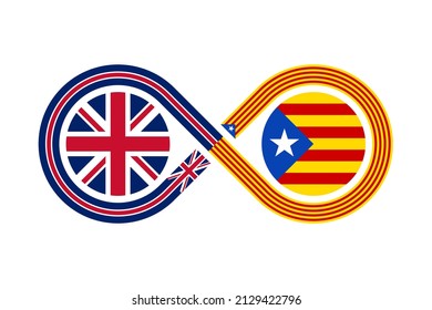 unity concept. english and catalan language translation icon. vector illustration isolated on white background