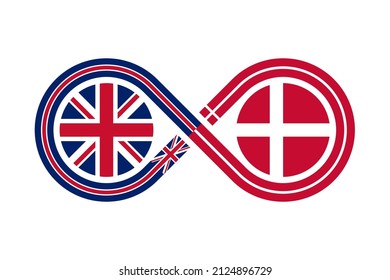 unity concept. english and danish language translation icon. vector illustration isolated on white background