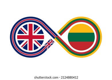 unity concept. english and lithuanian language translation icon. vector illustration isolated on white background