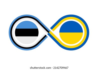 unity concept. estonia and ukraine flags. vector illustration isolated on white background