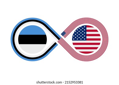unity concept. estonian and american english language translation icon. vector illustration isolated on white background