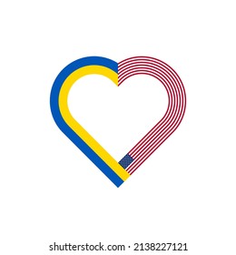 unity concept. heart outline icon. ukraine and usa flags. vector illustration isolated on white background