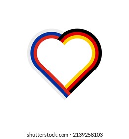 unity concept. heart outline icon with russia and germany flags. vector illustration isolated on white background
