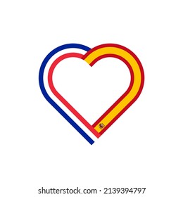 unity concept. heart outline icon of france and spain flags. vector illustration isolated on white background