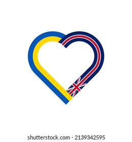 concepto de paz en el país ucraniano. icono de la cinta de corazón con banderas ucranianas y de la unión. ilustración vectorial aislada en fondo blanco