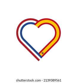 unity concept. heart ribbon icon of netherlands and spain flags. vector illustration isolated on white background