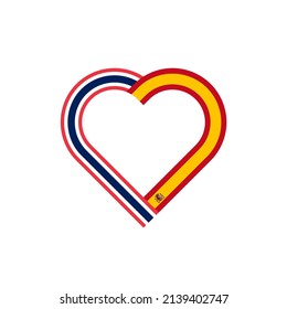 icono de la cinta de corazón de tailandia y banderas españa. ilustración vectorial aislada en fondo blanco
