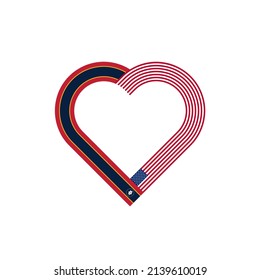 unity concept. heart ribbon icon of mississippi and united states flags. vector illustration isolated on white background