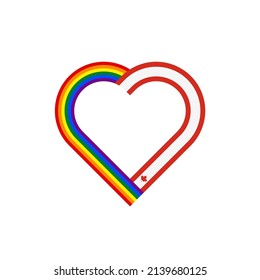 unity concept. heart ribbon icon of rainbow and canada flags. vector illustration isolated on white background
