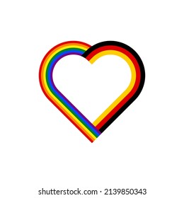 icono de la cinta de corazón del arco iris y banderas alemanas. ilustración vectorial aislada en fondo blanco