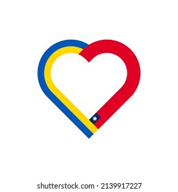 unity concept. heart ribbon icon of ukraine and taiwan flags. vector illustration isolated on white background