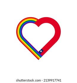 unity concept. heart ribbon icon of rainbow and taiwan flags. vector illustration isolated on white background