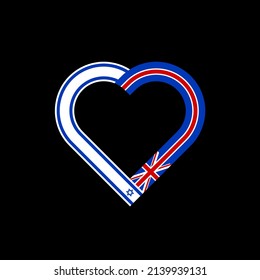 icono de la cinta de corazón de las banderas de israel y el reino unido. ilustración vectorial aislada en fondo negro