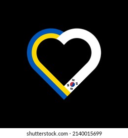 Herzbandsymbol mit ukrainischer und korepublikanischer Flagge. Vektorgrafik einzeln auf schwarzem Hintergrund