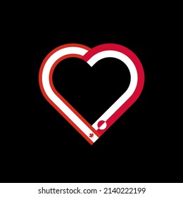unity concept. heart ribbon icon of canada and greenland flags. vector illustration isolated on black background