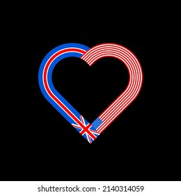unity concept. unity concept. heart ribbon icon of united kingdom and united states of america flags. vector illustration isolated on black background