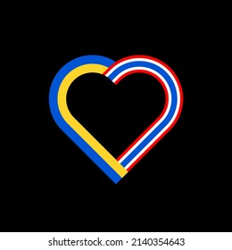 unity concept. heart ribbon icon with ukraine and thailand flags. vector illustration isolated on black background	
