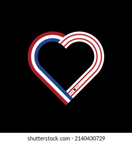 icono de la cinta de corazón de los países bajos y enderezar las banderas. ilustración vectorial aislada en fondo negro

