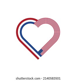 unity concept. heart ribbon icon of netherlands and united states flags. vector illustration isolated on white background
