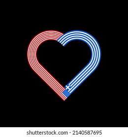 unity concept. heart ribbon icon of united states and greece flags. vector illustration isolated on black background