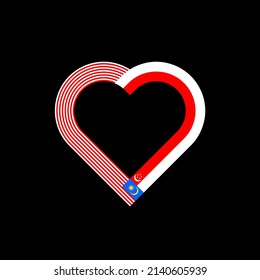 unity concept. heart ribbon icon of  malaysia and singapore flags. vector illustration isolated on black background
