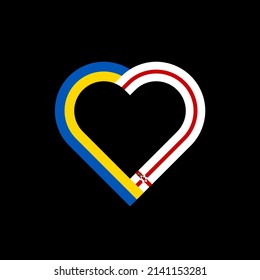 unity concept. heart ribbon icon with ukraine and northern ireland flags. vector illustration isolated on black background	
