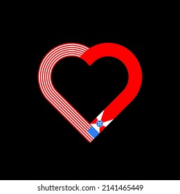 unity concept. heart ribbon icon of united states and wichita flags. vector illustration isolated on black background