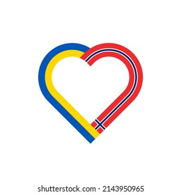 unity concept. heart ribbon icon of ukraine and norway flags. vector illustration isolated on white background