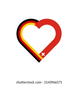 unity concept. heart ribbon icon of germany and switzerland flags. vector illustration isolated on white background