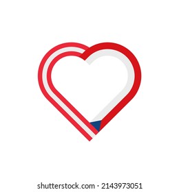 unity concept. heart ribbon icon of austria and czech republic flags. vector illustration isolated on white background