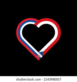 unity concept. heart ribbon icon of slovakia and czech republic flags. vector illustration isolated on black background