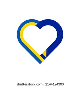 unity concept. heart ribbon icon of ukraine and bosnia and herzegovina flags. vector illustration isolated on white background
