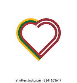 icono de la cinta de corazón de banderas de lituania y letonia. ilustración vectorial aislada en fondo blanco