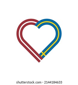 unity concept. heart ribbon icon of latvia and sweden flags. vector illustration isolated on white background