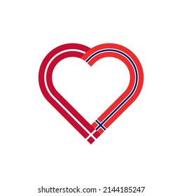 unity concept. heart ribbon icon of denmark and norway flags. vector illustration isolated on white background