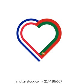 unity concept. heart ribbon icon of france and portugal flags. vector illustration isolated on white background