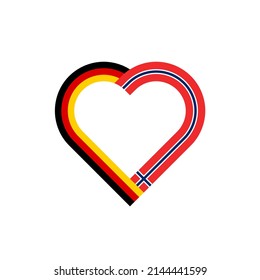 unity concept. heart ribbon icon of germany and norway flags. vector illustration isolated on white background