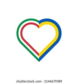 unity concept. heart ribbon icon of italy and ukraine flags. vector illustration isolated on white background