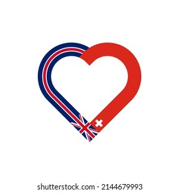 unity concept. heart ribbon icon of united kingdom and switzerland flags. vector illustration isolated on white background