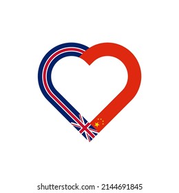 unity concept. heart ribbon icon of united kingdom and china flags. vector illustration isolated on white background
