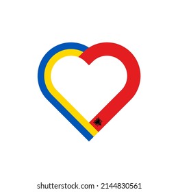 unity concept. heart ribbon icon of ukraine and albania flags. vector illustration isolated on white background