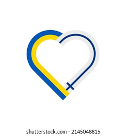 unity concept. heart ribbon icon of ukraine and finland flags. vector illustration isolated on white background