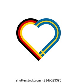 unity concept. heart ribbon icon of germany and sweden flags. vector illustration isolated on white background