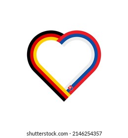 concepto de unidad. icono de la cinta de corazón de las banderas de alemania y eslovaquia. ilustración vectorial aislada en fondo blanco