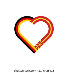 unity concept. heart ribbon icon of germany and north macedonia flags. vector illustration isolated on white background