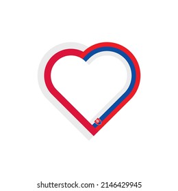 concepto de unidad. icono de la cinta de corazón de banderas de polonia y eslovaquia. ilustración vectorial aislada en fondo blanco