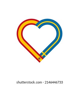 unity concept. heart ribbon icon of spain and sweden flags. vector illustration isolated on white background